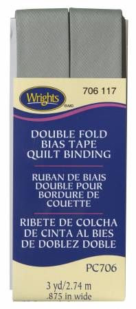 Double Fold Bias Tape Quilt Binding, 7/8" x 3 yds, Medium Grey