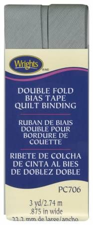 Double Fold Bias Tape Quilt Binding, 7/8" x 3 yds, Light Grey