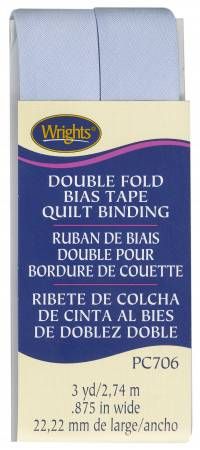 Double Fold Bias Tape Quilt Binding, 7/8" x 3 yds, Light Blue