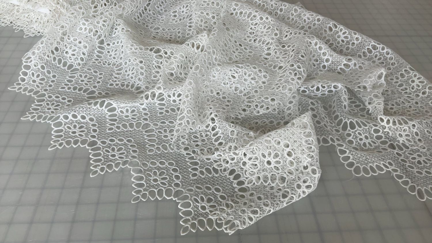 50” 100% Polyester White Lace | Deadstock
