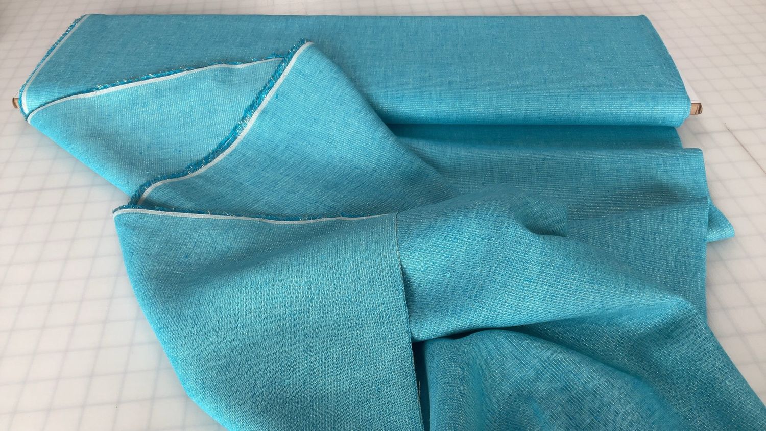 57” Linen Lurex - Blue | Deadstock