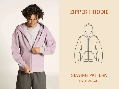Zipper Hoodie Sewing Pattern - Unisex