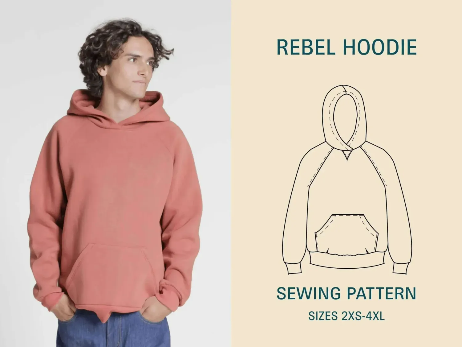Rebel Raglan Hoodie Sewing Pattern- Sizes 2XS-4XL