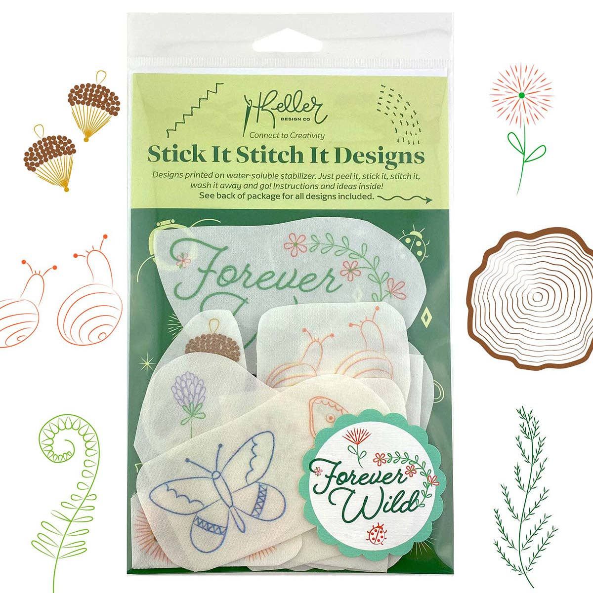 Stick It Stitch It Water Soluble Embroidery Patterns-Forever Wild