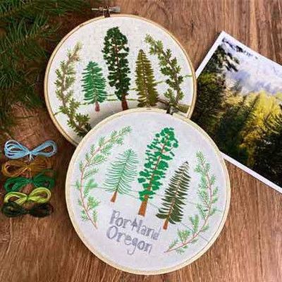Portland Trees Embroidery Kit