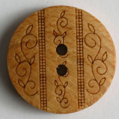 Wood art button, color: brown, 23mm