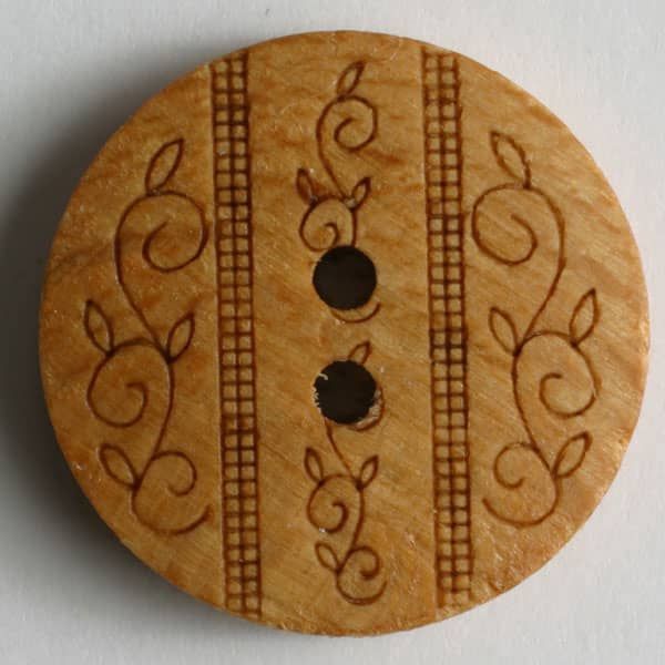 Wood art button, color: brown, 18mm