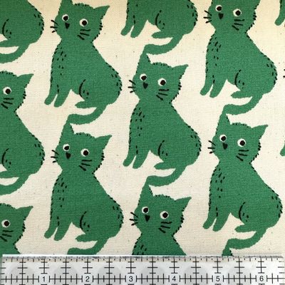 Sevenberry 850575-1-3 Wide-Eyed Cat cotton oxford - Green
