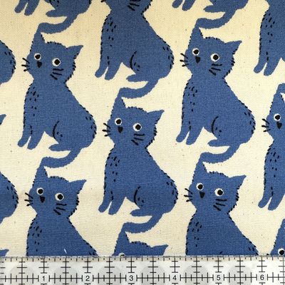 Sevenberry 850575-1-2 Wide-Eyed Cat cotton oxford, Blue
