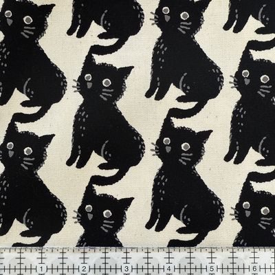 Sevenberry 850575-1-4 Wide-Eyed Cat cotton oxford, Black