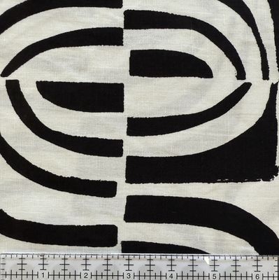 Mod Geo Rayon Linen Print Black &amp; Ivory 58/60"