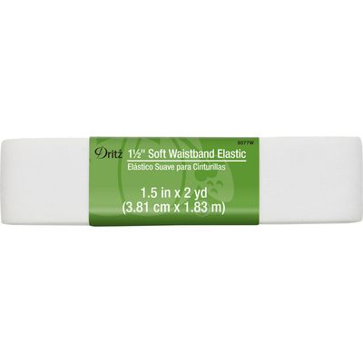 Soft Waistband Elastic 1-1/2", White