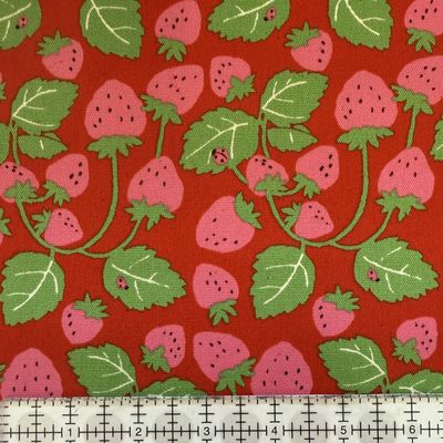 Sevenberry 850593-1-1 Strawberries &amp; Leaves cotton oxford Online