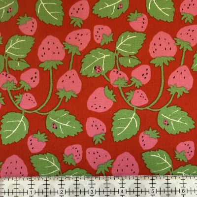 Sevenberry 850593-1-1 Strawberries &amp; Leaves cotton oxford Online