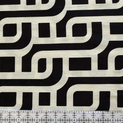 Floral Linework Rayon Linen Print Black &amp; Ivory 58/60" Online