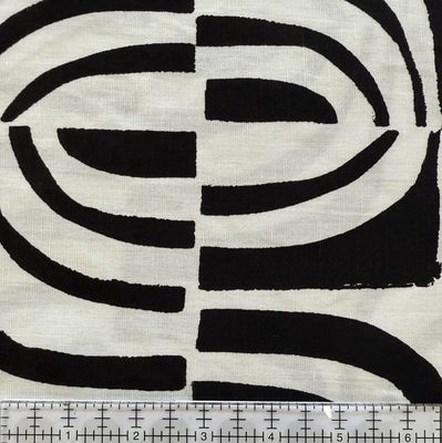 Mod Geo Rayon Linen Print Black &amp; Ivory 58/60" Online