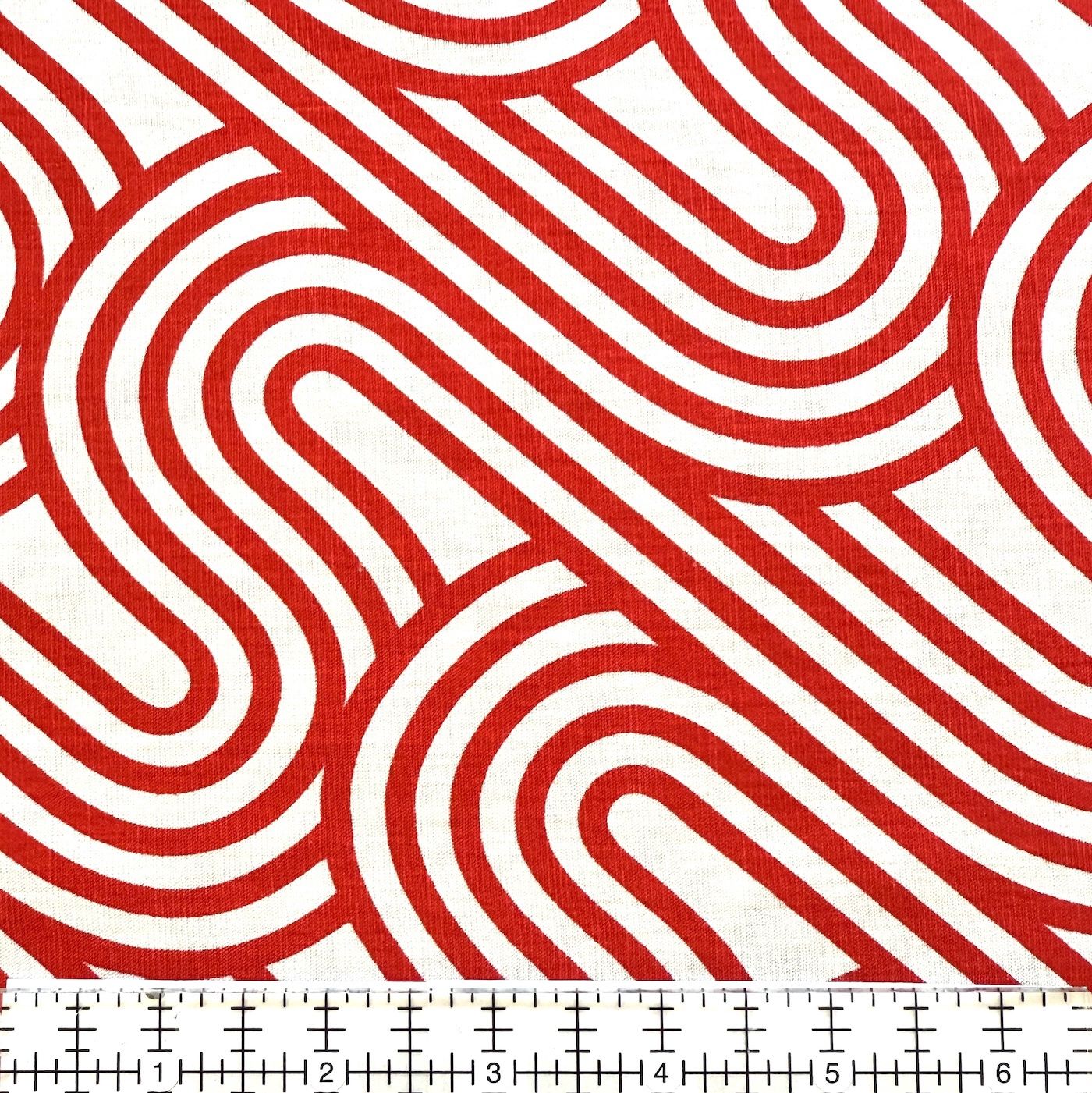Retro Wave Rayon Linen Print Red 58/60" Online