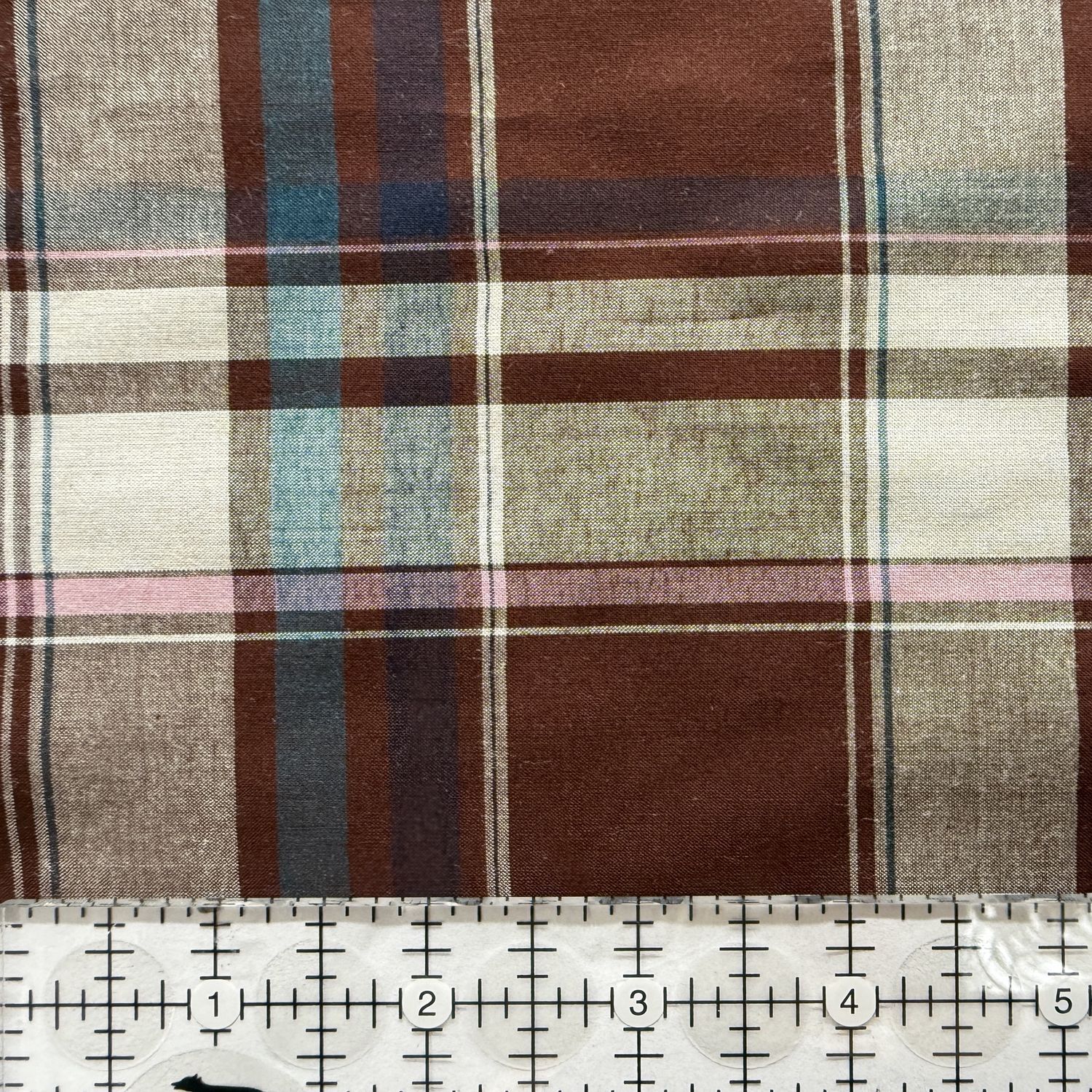 Plaid Brown 44" Rayon Tencel Yard Dye, Brown/Blue/Pink, Yarn Dye 8 Online
