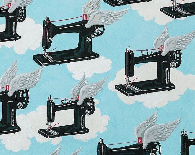 Flying Machines - Sky | Laminated Cotton Online