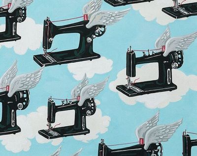 Flying Machines - Sky | Laminated Cotton Online