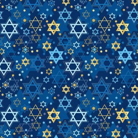 Multi Color Happy Hanukkah Digital Stars of David Online