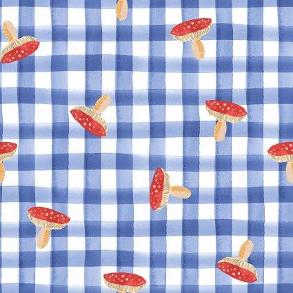 Toadstool Gingham - Indigo | Garden Explorer| Misc Bolts Online