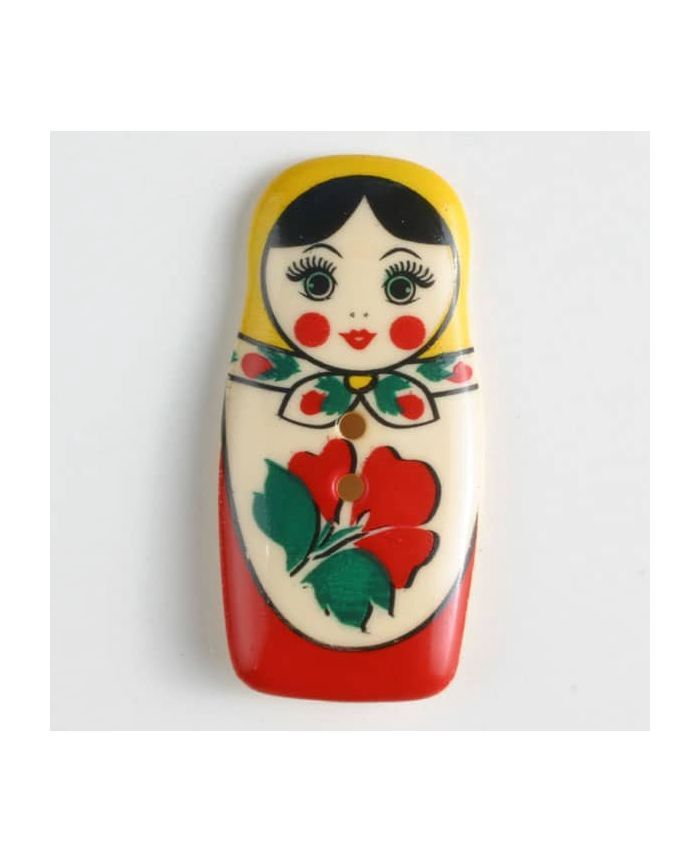 polyamide button, babuschka, 2 holes - Size: 40mm - Color: red - Art.No. 370652