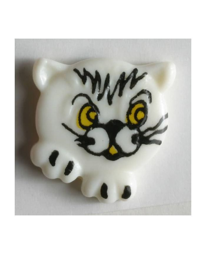Cat button - Size: 20mm - Color: white - Art.No. 251172