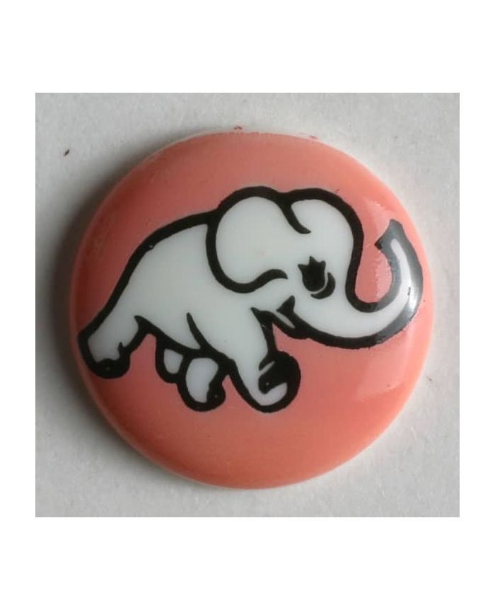 Elephant button - Size: 15mm - Color: pink - Art.No. 210938