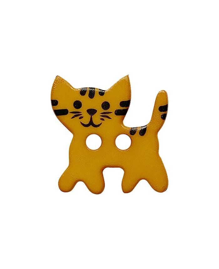 children button cat polyamide with 2 holes - Size: 20mm - Color: gelb - Art.No.: 331280