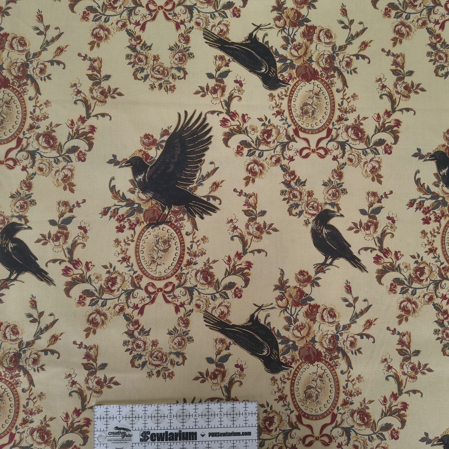 Cosmo - Ravens &amp; Flowers Cotton Broadcloth | Japanese Import Online