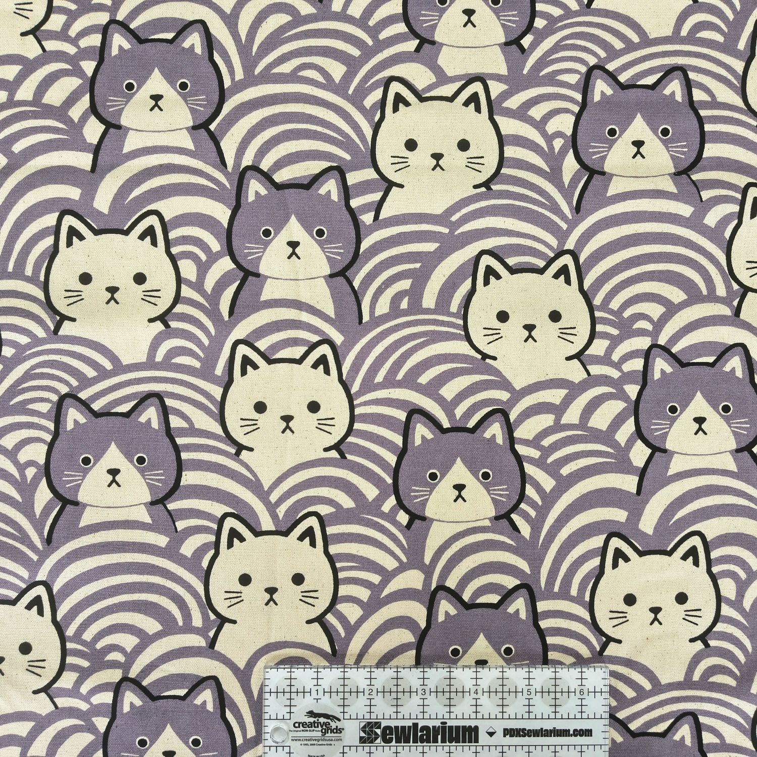 Asano - Purple Large Cats w/ Waves Cotton Oxford | Japanese Import Online