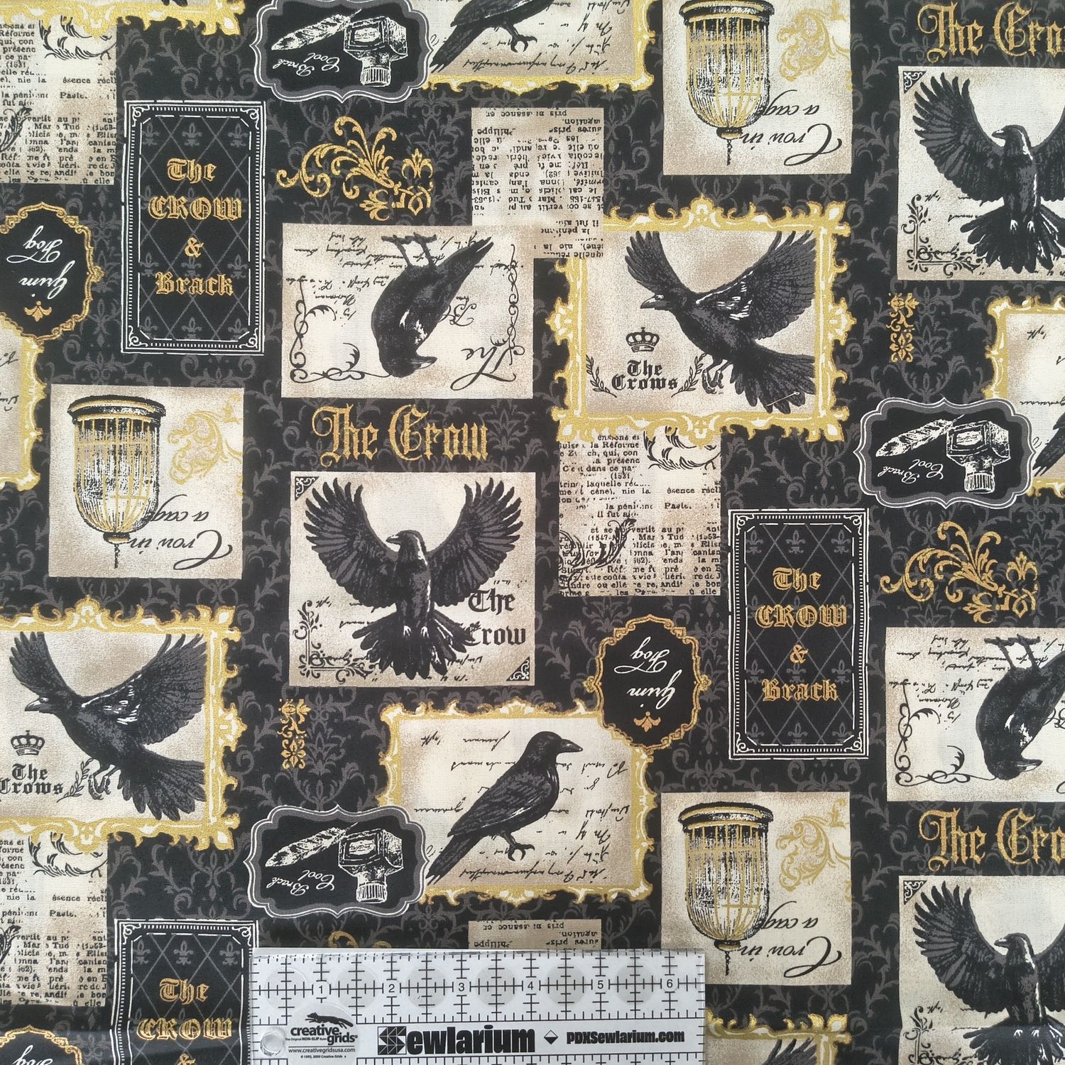 Cosmo - Ravens &amp; Text Cotton Broadcloth | Japanese Import Online