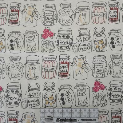 Asano - Jars w/ Cats Cotton Oxford | Japanese Import Online