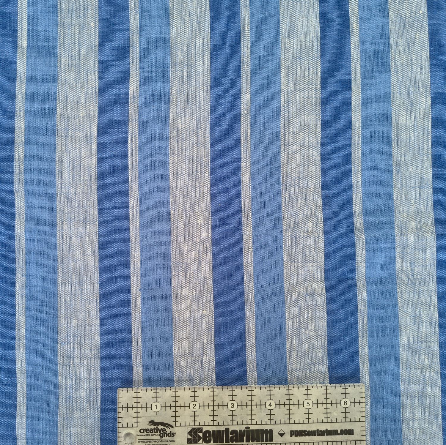 58" Blue Stripe 100% Linen Online