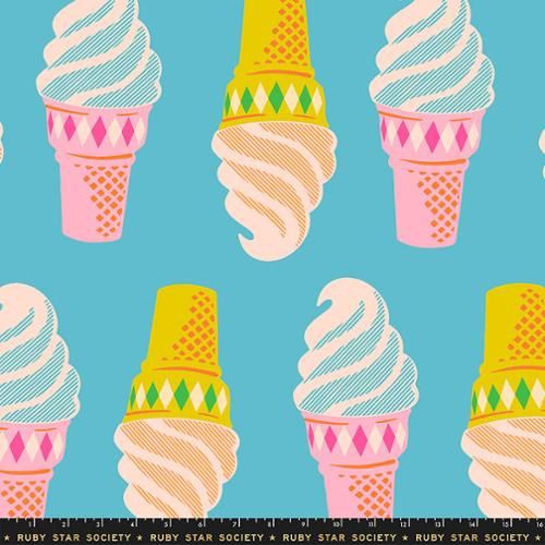 108" Quilt Back Novelty Ice Cream Vintage Retro Kitsch - Turquoise | Sparkle Mart Online