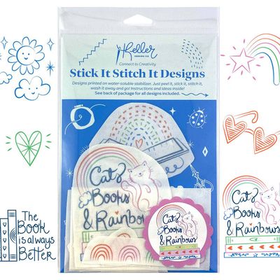 Stick and Stitch Embroidery Patterns-Cats, Books, Rainbows