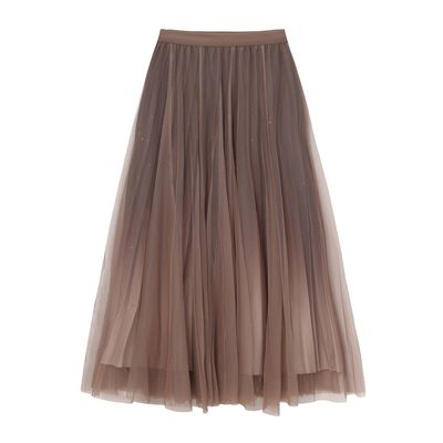 Ellyndale Pleating Mesh Skirt with Ombre Effect and Glitters