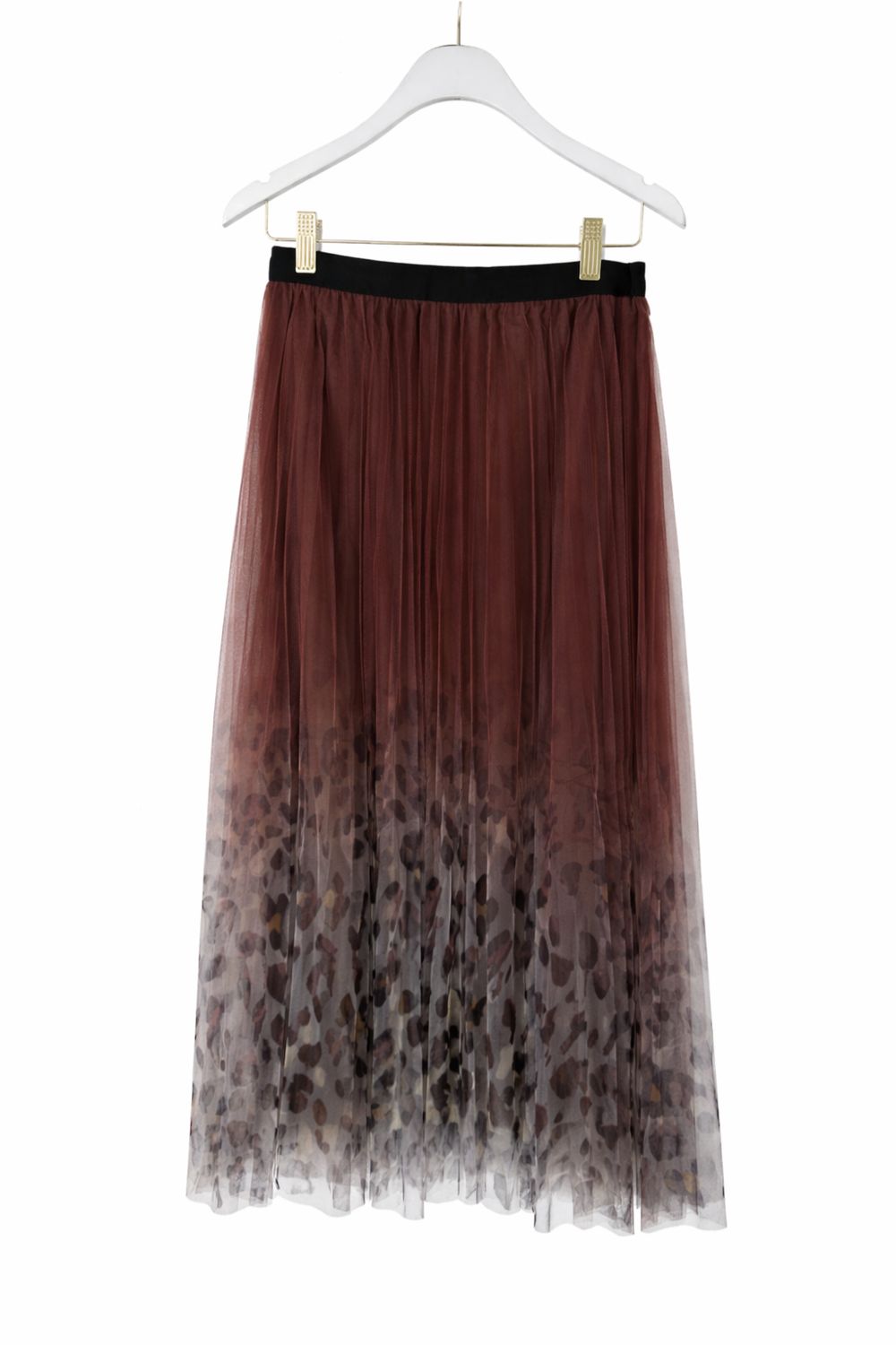 Ellyndale Fairy Pleating Mesh Skirt with Leopard Print