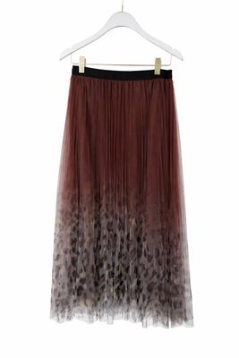 Ellyndale Fairy Pleating Mesh Skirt with Leopard Print