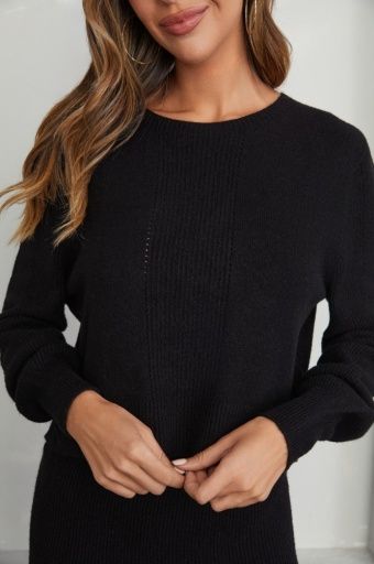 Milio Milano Ultra Soft Long Sleeve Crop Knit Sweater, Colour: BLACK NOIR, Size: XS/SM