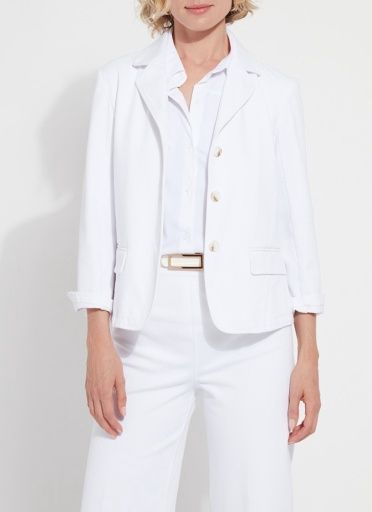 della denim cropped blazer bracelet slvs, Colour: white, Size: XS
