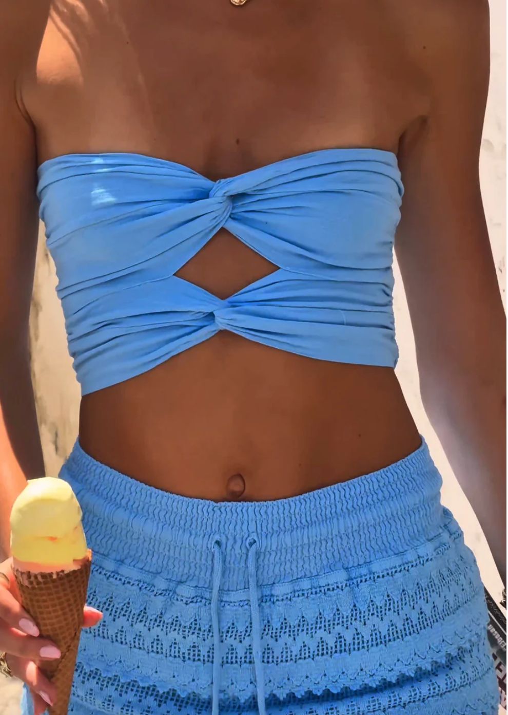 Blanco by Nature SOPHIA Double Twist Crop Top