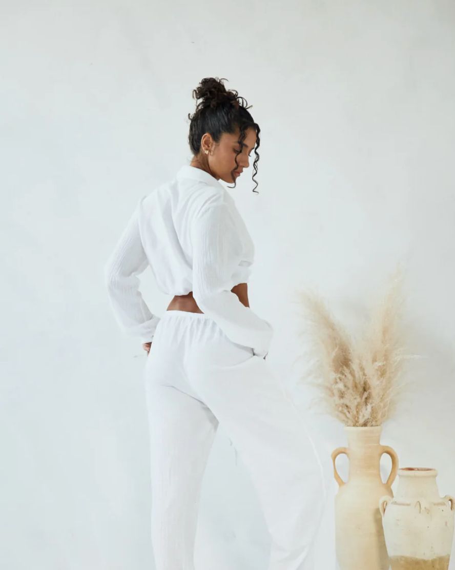 Blanco by Nature ZAYA Collared Tie Front Cover Up Top