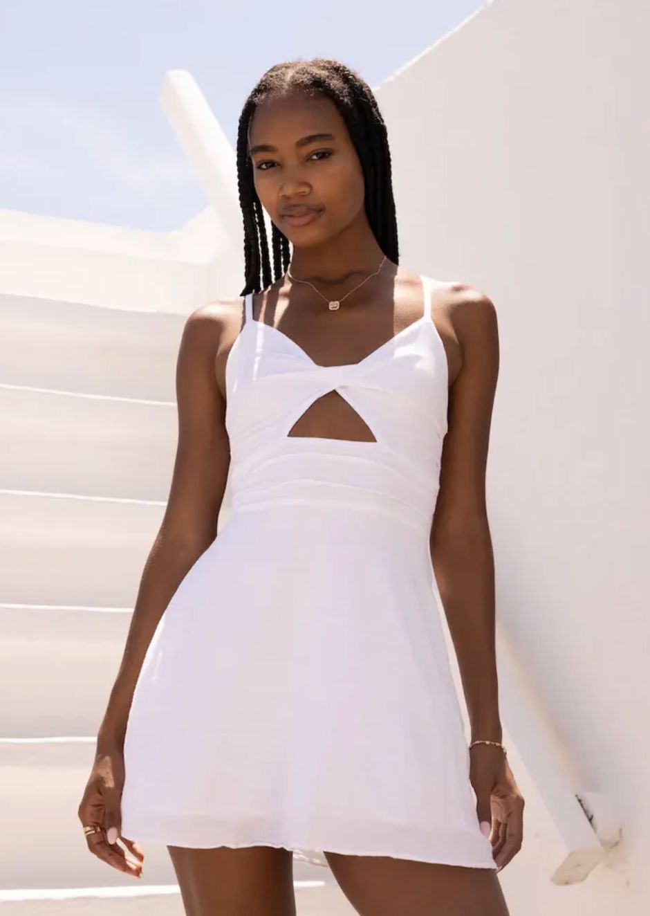 Blanco by Nature SKYE Twist Front Dress, Colour: White, Size: Small