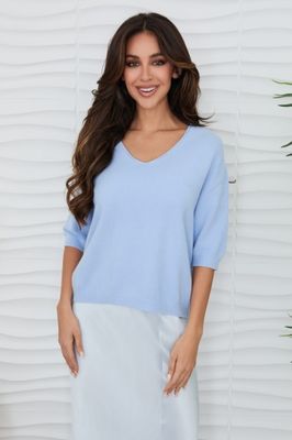 Milio Milano V-NECK 3/4 SLEEVE KNIT TOP