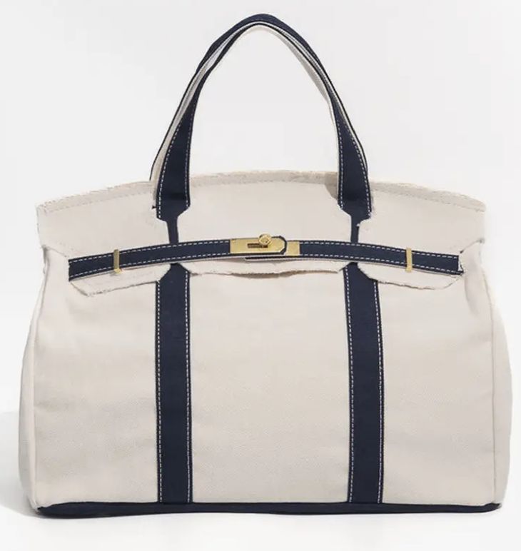 Handmade Boatkin Premium Cotton Canvas Bag, Colour: Midnight Blue