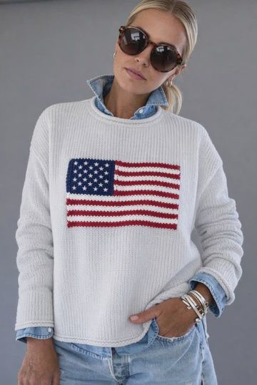 Chloe Flag Roll Neck Sweater in White