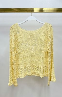 Milio Milano LONG SLEEVE CROCHET KNIT TOP