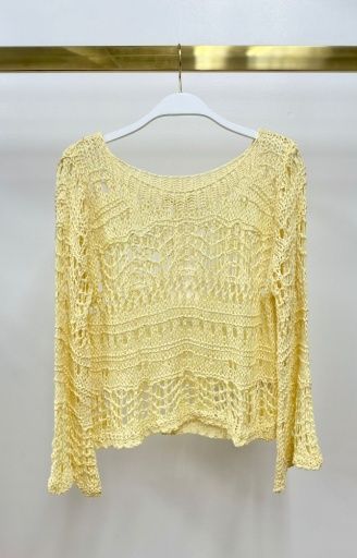 Milio Milano LONG SLEEVE CROCHET KNIT TOP, Colour: yellow
